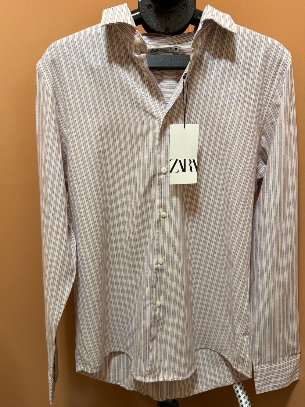 NWT Zara Linen Striped Button Down Shirt